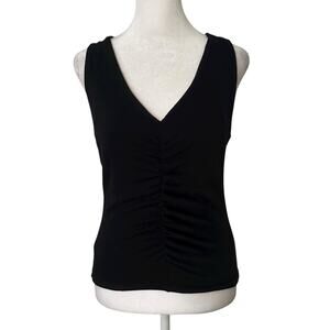 Lulus black sleeveless ruche-front v-neck tank top size M